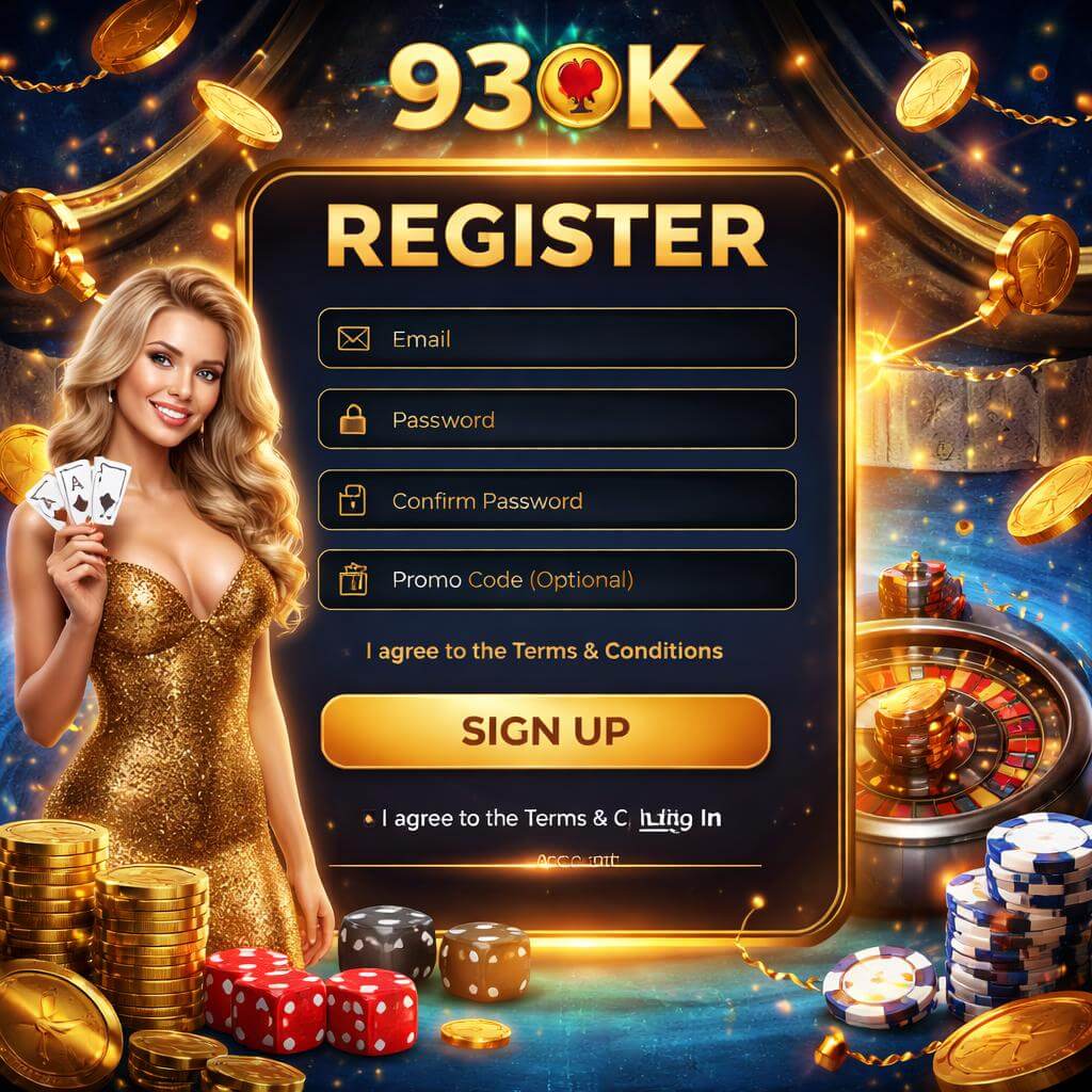 93OK player login page for a modern online casino with instant access to games